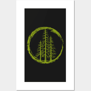 Pacific Northwest Evergreen Trees watercolor design. Posters and Art